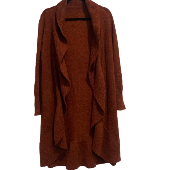 The Limited Sweaters - The Limited Rust Red Long Sleeve Open-front Duster Sweater Cardigan Womens Small